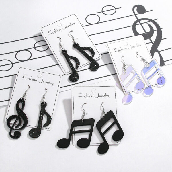 O1CN01q5xjlE1TQG1JhSf45__2207499512376-0-cib Wholesale Creative Musical Note Black Transparent Colorful Earrings