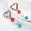 Wholesale Heart Shape Color Ball Alloy Diamond Long Earrings