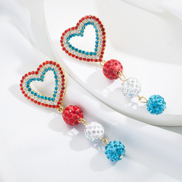 Wholesale Heart Shape Color Ball Alloy Diamond Long Earrings