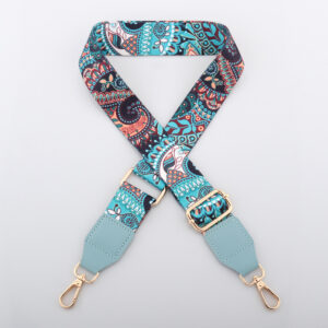 J4-P14-mysterious country blue leather-width 3.8cm / Light gold button