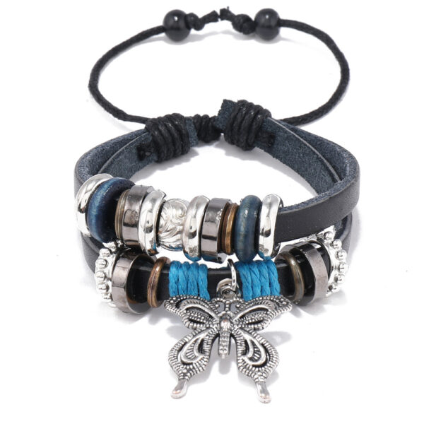 O1CN01q7IOQg1Tbhs8clo0W_3526852401-0-cib Wholesale Alloy Butterfly Pendant Woven Cowhide Bracelet