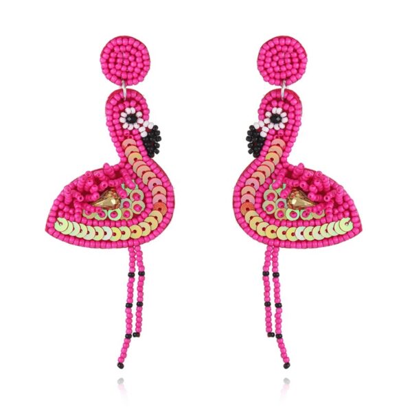 O1CN01q8zrsW1q6JsCM5Hwu_2916055446-0-cib Wholesale Pink Flamingo Fabric Art Rice Beads Handmade Tassel Earrings