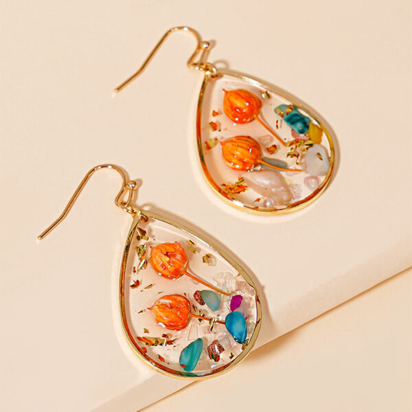 Wholesale Bud Teardrop-shaped Preserved Flower Earrings