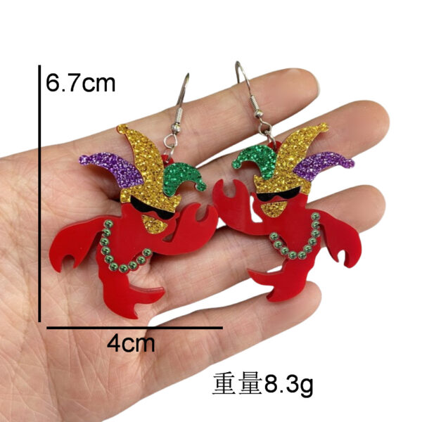 Wholesale Carnival Crown Clown Hat Sequin Lobster Crocodile Acrylic Earrings