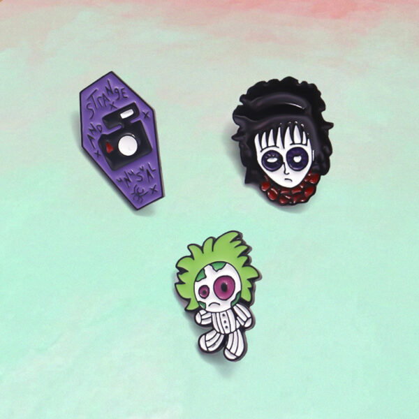 Wholesale Metal Punk Witch Green Hair Magician Brooch