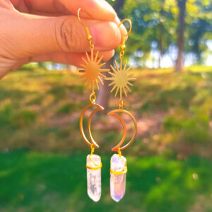 Sun + Moon + colorful White Crystal