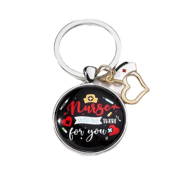 Wholesale Nurses Day Gift Color Printing Time Glass Round Plate Keychain