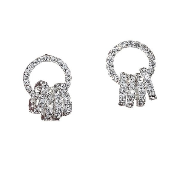 Wholesale Jewelry Rhinestone 5 Circle Alloy Earrings