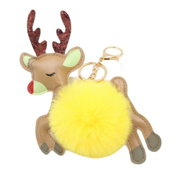 Wholesale Christmas Deer Plush Ball Keychain