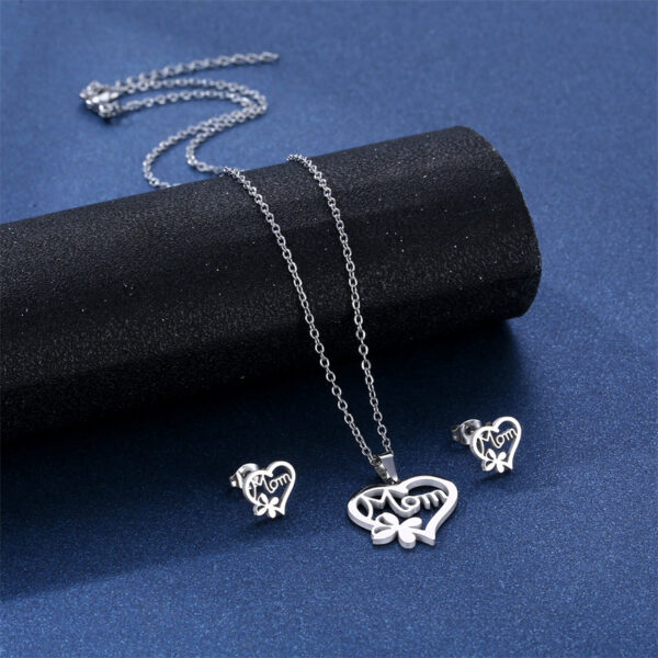 Wholesale Mother's Day Gift Love MOM Pendant Necklace Earrings Set