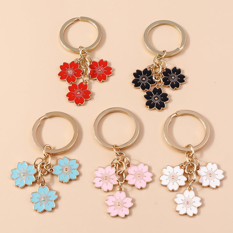 Wholesale Cherry Blossom Metal Keychain Handbag Decoration Pendant Aessories