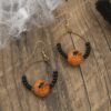 Wholesale Halloween Women's Fashion Funny Pumpkin Spider Wood Earrings
