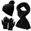 Wholesale Autumn and Winter Cold-proof and Warm Thickened Woolen Knitted Scarf and Gloves Three-piece Set