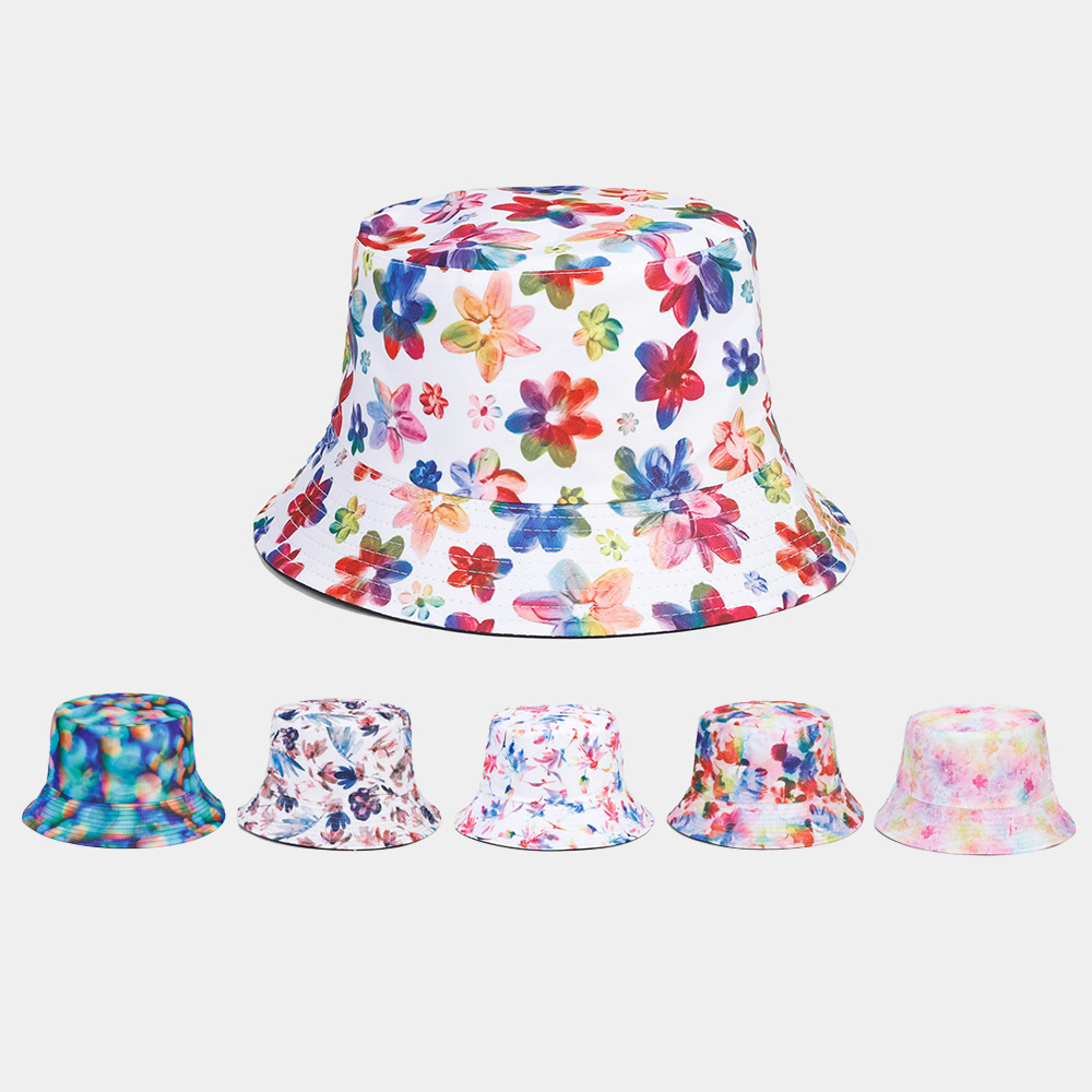Wholesale Amazon hot sale small floral pattern double-sided fisherman hat summer outdoor travel sun protection sun hat tide basin hat