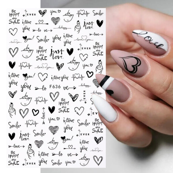 Wholesale Valentine's Day Heart Letter Plastic Nail Stickers