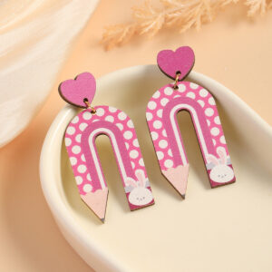 O1CN01qIneyN1w2YEkmCpfa__3192076250-0-cib Wholesale Pencil U Shape Rainbow Wooden Earrings