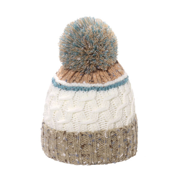 Wholesale 2023 Autumn and Winter New Blended Stitching Striped Plaid Knitted Hat Twist Plus Velvet Thickened Warm Woolen Cap