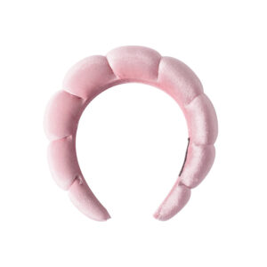 Gold velvet headband-lotus pink