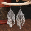 Wholesale Bohemian Beaded Braided Long Tassel Earrings
