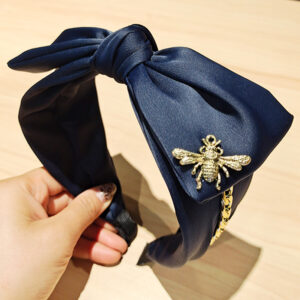 Navy Blue Bee Chain Bow Headband