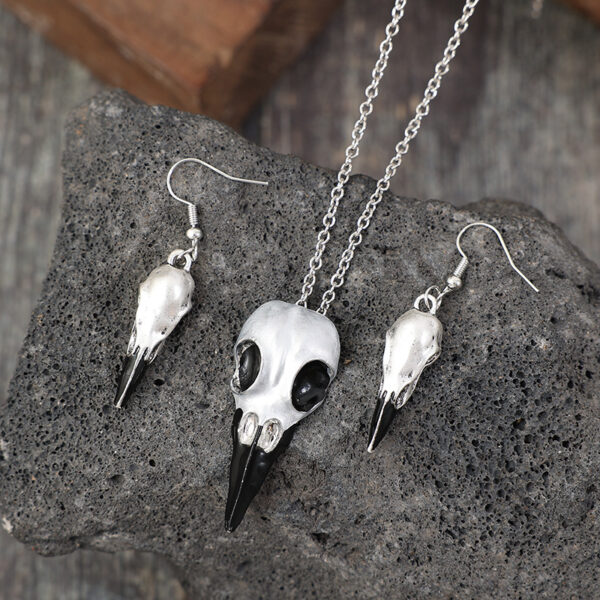Wholesale Vintage Skull Crow Head Alloy Clavicle Chain  Mardi Gras Earrings Set