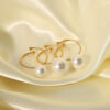Wholesale 18K Gold Stainless Steel Adjustable Pearl Ring