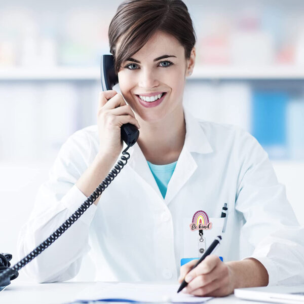 Wholesale Badge Reels Acrylic Rainbow Easy Pull Buckle Retractable Keychain