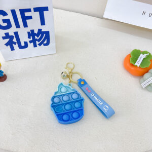 Cup cake gradient blue decompression keychain