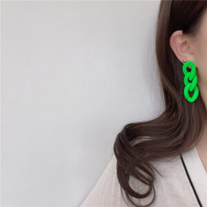 0634 fluorescent green chain Earclip Pearl Spring Earclip