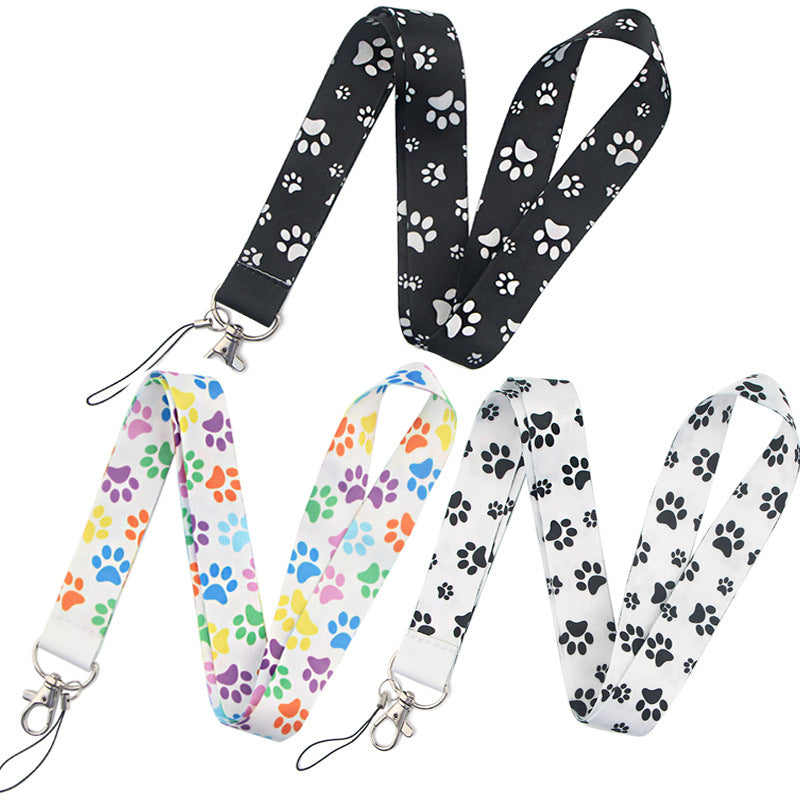 Wholesale lyester Dog Paw Lanyard Keychain