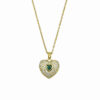 Wholesale Golden Love Micropaved Green Zirconia Titanium Steel Necklace Clavicle Chain