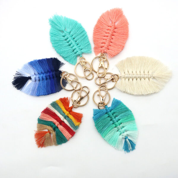 Wholesale Handwoven Cotton Rope Tassel Keychain