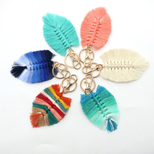Wholesale Handwoven Cotton Rope Tassel Keychain