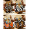 Wholesale of Western Wind Cow Pattern Turquoise Alloy Horseshoe Leopard Pattern Cross Leather Earrings