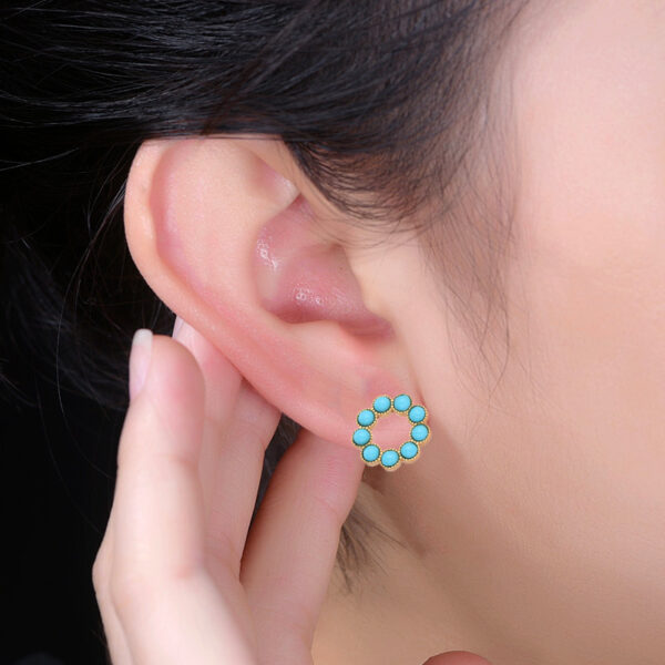 Wholesale Turquoise Round Alloy Earrings
