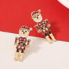 Wholesale Christmas Red Soldier Diamond Zinc Alloy Earrings