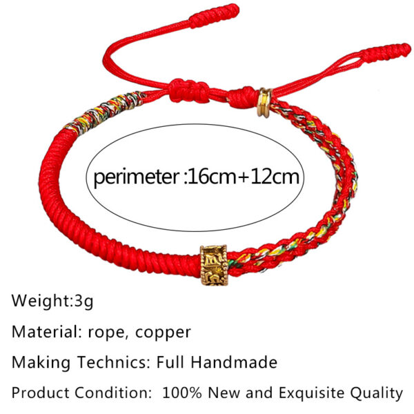 Wholesale Tibetan Hand-woven Diamond Knot Copper Beads Red Rope Bracelet