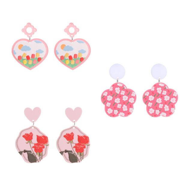 Wholesale Valentine's Day Heart Rose Acrylic Earrings