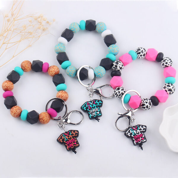 Wholesale Cartoon Nurse Uniform Silicone Beaded Wrist Keychain