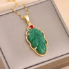O1CN01qZRlDA1xajQRHe8de_2213206166460-0-cib Wholesale of Green Imitation Chalcedony Stainless Steel Necklaces