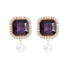Wholesale Square Color Crystal Alloy Earrings