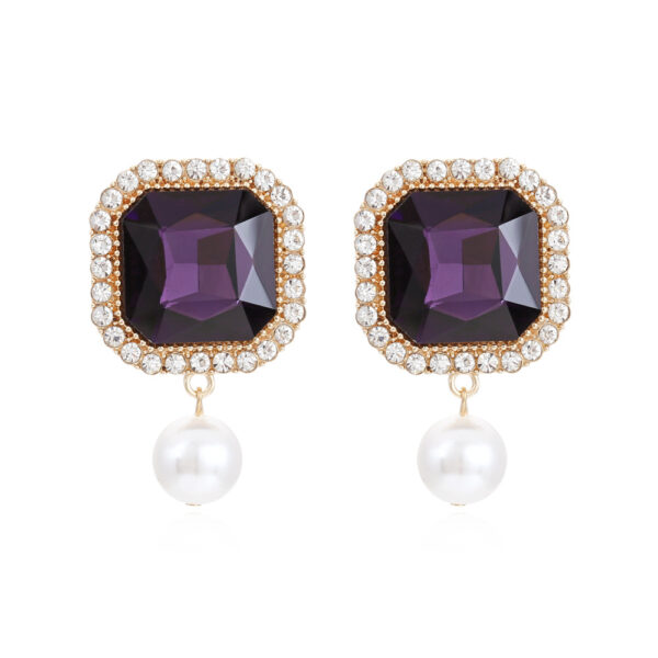 Wholesale Square Color Crystal Alloy Earrings