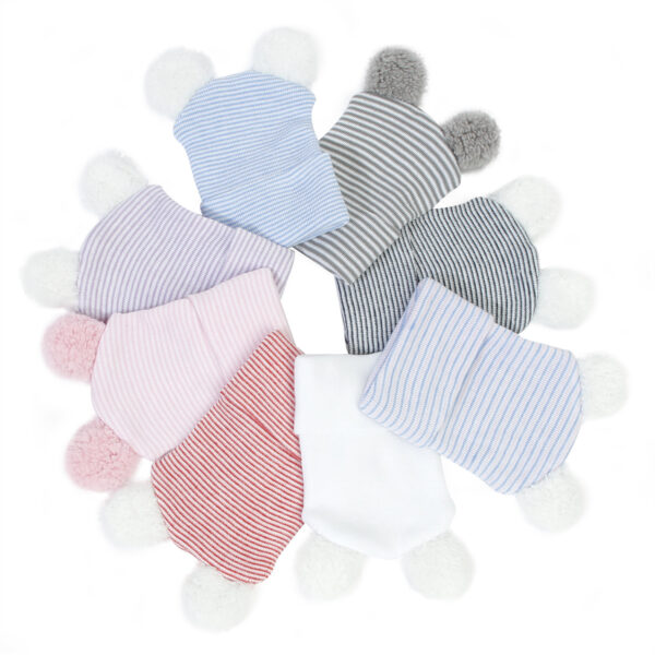 Wholesale Autumn and Winter Double-layer Thick Warm Baby Knitted Double Wool Ball Pullover Hat