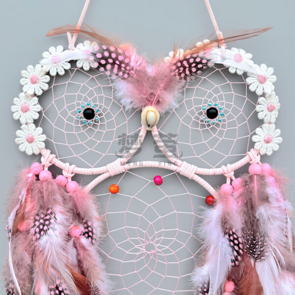 O1CN01qfkw562DVGeiyQOlu_2200613278614-0-cib Wholesale Pink Wisdom Bird Owl Dream Catcher