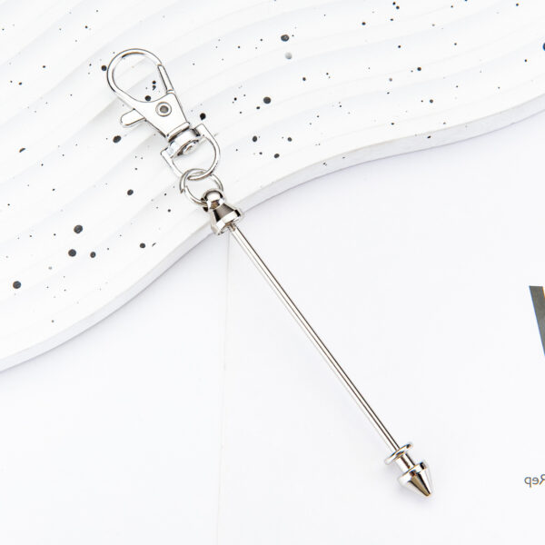 Wholesale New DIY Metal Beaded Cone Bullet Pole Lobster Buckle Pendant Keychain