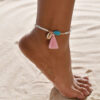 Wholesale Vintage Shell Beaded Pink Tassel Anklet