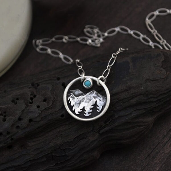 Wholesale Vintage Mountain Peak Crescent Moon Sunset Turquoise Necklace