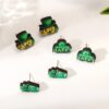 Wholesale St. Patrick's Day Lucky Shamrock Hat Wooden Stud Earrings