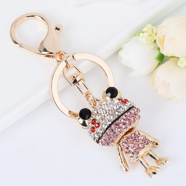 Wholesale Metal Cute Frog Inlaid Diamond Keychains