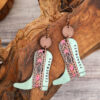 Wholesale of Western Style Plants, Flowers, Retro Ethnic Style Long Boots, Wooden Earrings